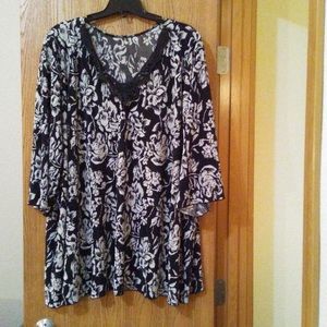 5X FLORAL PRINT w MINI-SEQUINS by CATHERINES w FREE SHIP!